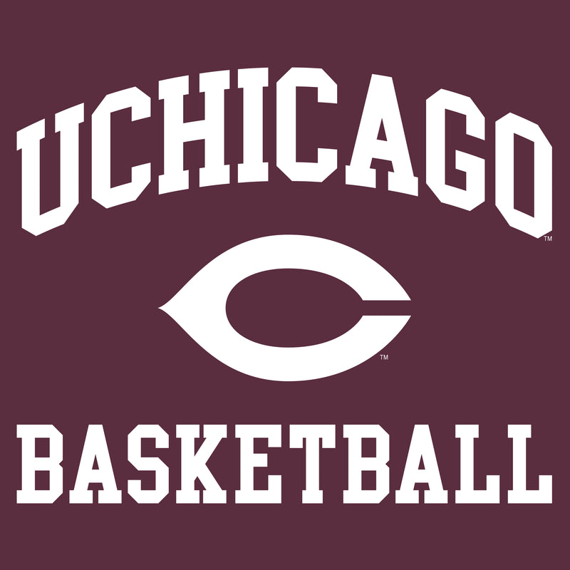 University of Chicago Maroons Arch Logo Basketball Long Sleeve T Shirt - Maroon
