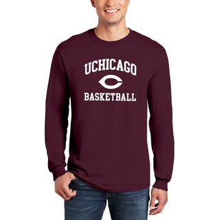 University of Chicago Maroons Arch Logo Basketball Long Sleeve T Shirt - Maroon