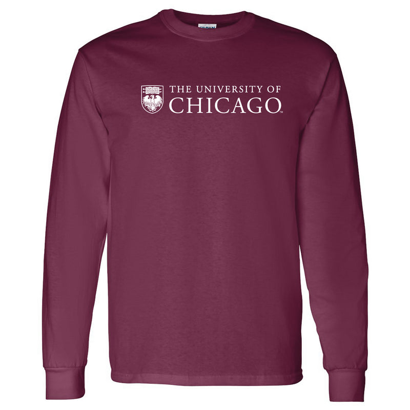 University of Chicago Maroons Institutional Logo Long Sleeve T Shirt - Maroon