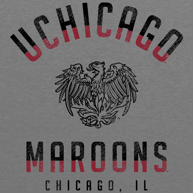 University of Chicago Maroons Division Arch Canvas Triblend Short Sleeve T Shirt - Athletic Grey
