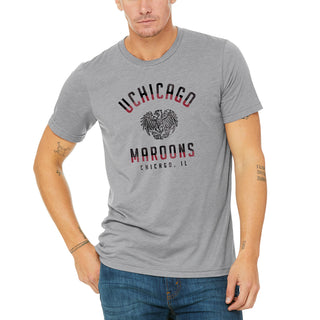 University of Chicago Maroons Division Arch Canvas Triblend Short Sleeve T Shirt - Athletic Grey