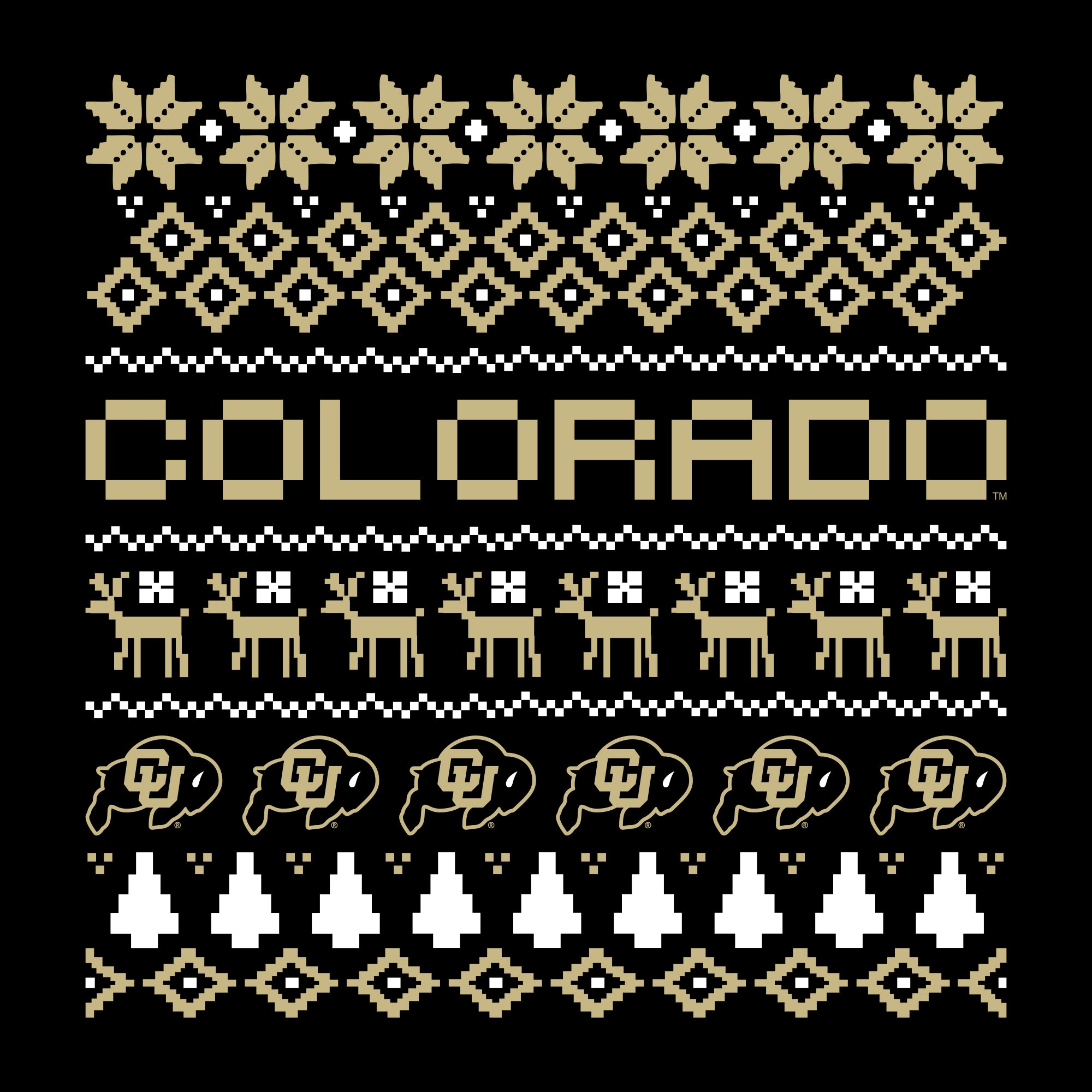 University of Colorado Buffaloes Holiday Ugly Sweater Crewneck Sweatshirt Black