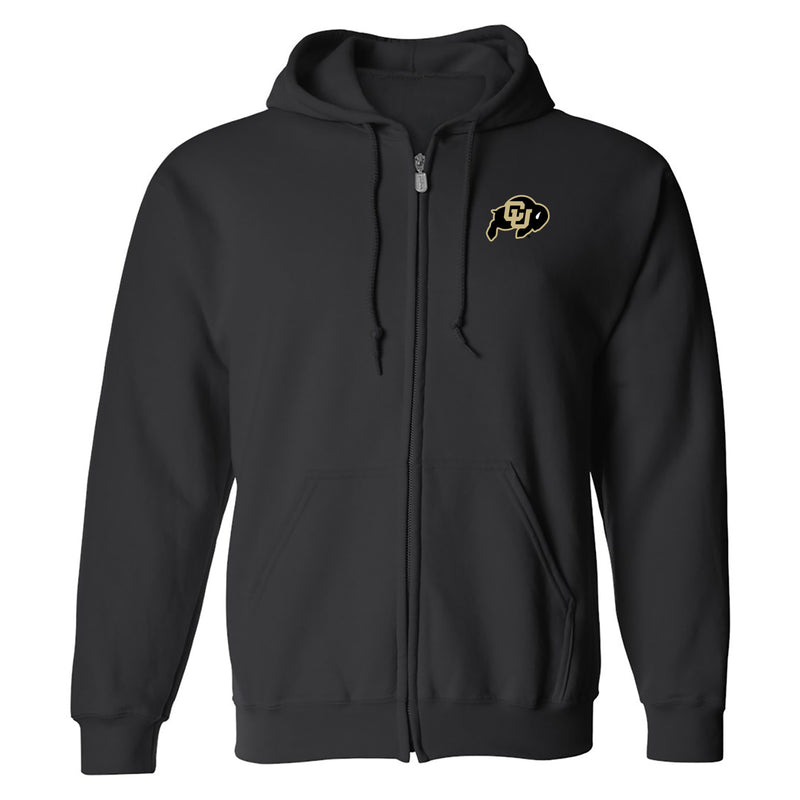 University of Colorado Buffaloes Primary Logo Left Chest Zip Hoodie - Black