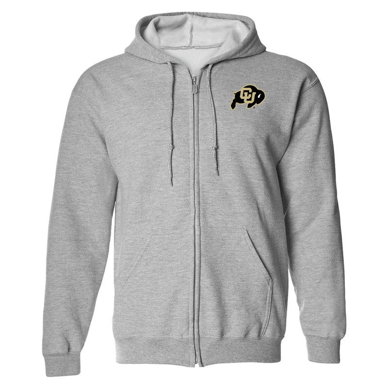 University of Colorado Buffaloes Primary Logo Left Chest Zip Hoodie - Sport Grey