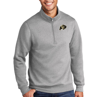 University of Colorado Buffaloes Primary Logo Left Chest 1/4 Zip Sweatshirt - Athletic Heather