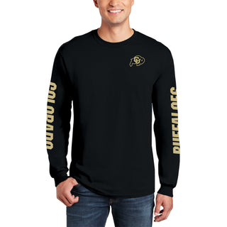 University of Colorado Buffaloes Double Sleeve Print Long Sleeve T Shirt - Black