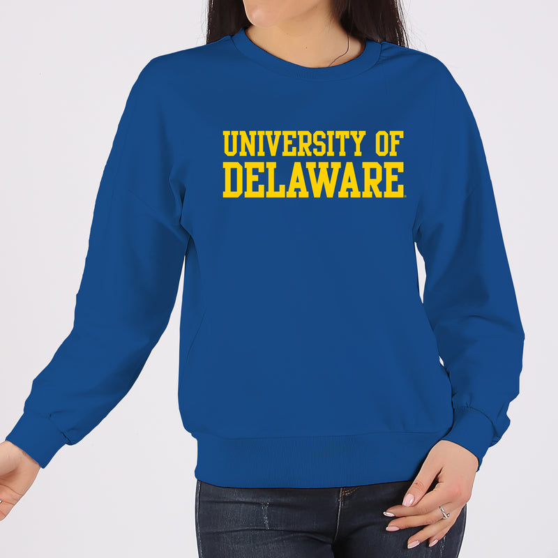 Delaware Blue Hens Basic Block Crewneck Sweatshirt - Royal