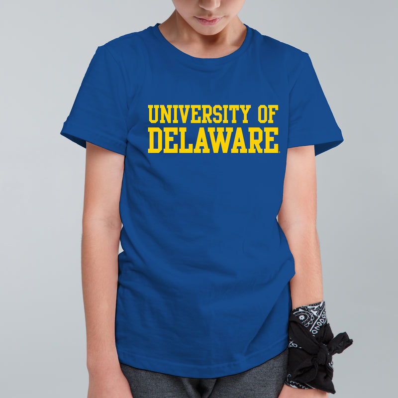 Delaware Blue Hens Basic Block Youth T Shirt - Royal