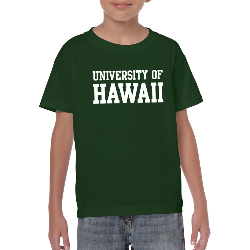 University of Hawaii Rainbow Warriors Basic Block Cotton Youth T-Shirt - Forest