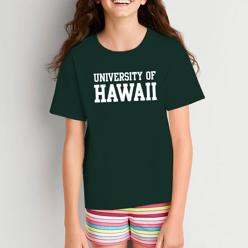 University of Hawaii Rainbow Warriors Basic Block Cotton Youth T-Shirt - Forest