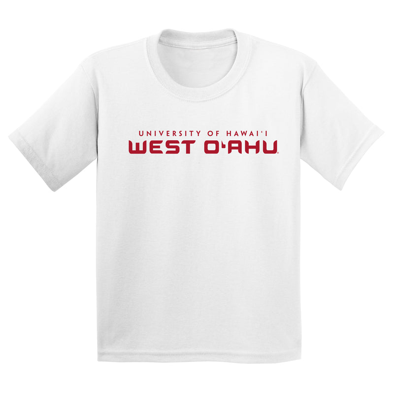 Hawaii West Oahu Pueo Basic Block Youth T Shirt - White