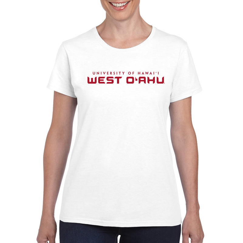 Hawaii West Oahu Pueo Basic Block Womens T Shirt - White