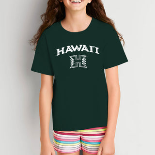 University of Hawaii Rainbow Warriors Arch Logo Cotton Youth T-Shirt - Forest