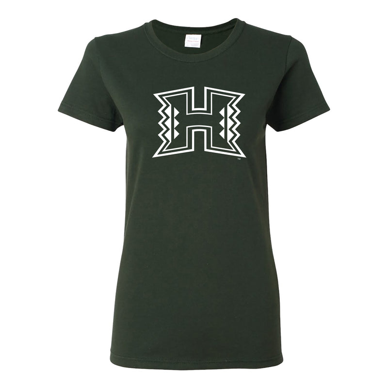 University of Hawaii Rainbow Warriors Primary Logo Cotton Womens T-Shirt - Forest