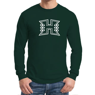 University of Hawaii Rainbow Warriors Primary Logo Cotton Long Sleeve T-Shirt - Forest