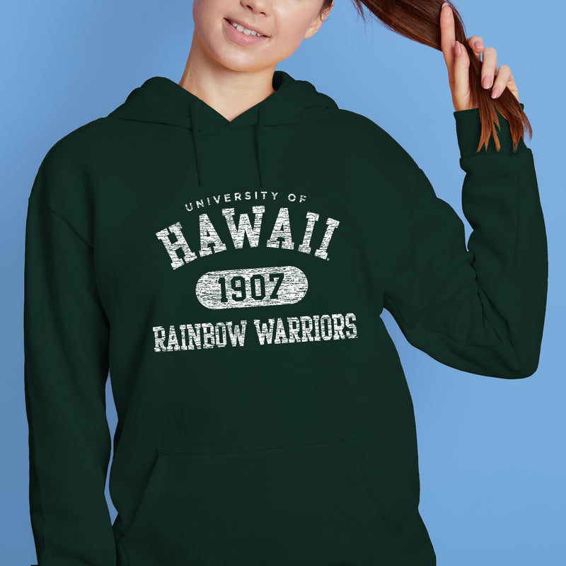 University of Hawaii Rainbow Warriors Athletic Arch Cotton Hoodie - Forest