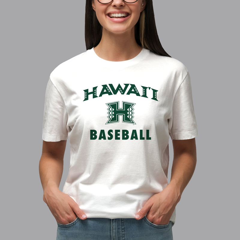 Hawaii Rainbow Warriors Arch Logo Baseball T Shirt - White
