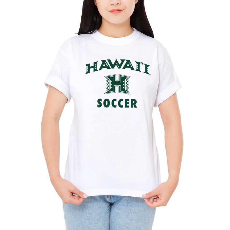 Hawaii Rainbow Warriors Arch Logo Soccer T Shirt - White