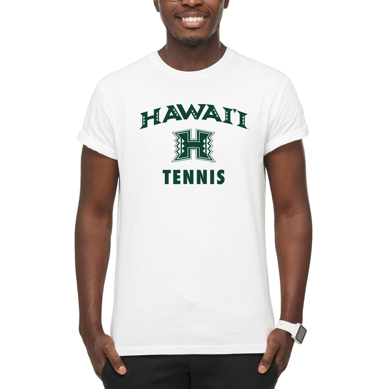 Hawaii Rainbow Warriors Arch Logo Tennis T Shirt - White