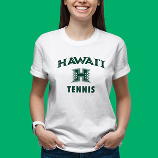 Hawaii Rainbow Warriors Arch Logo Tennis T Shirt - White