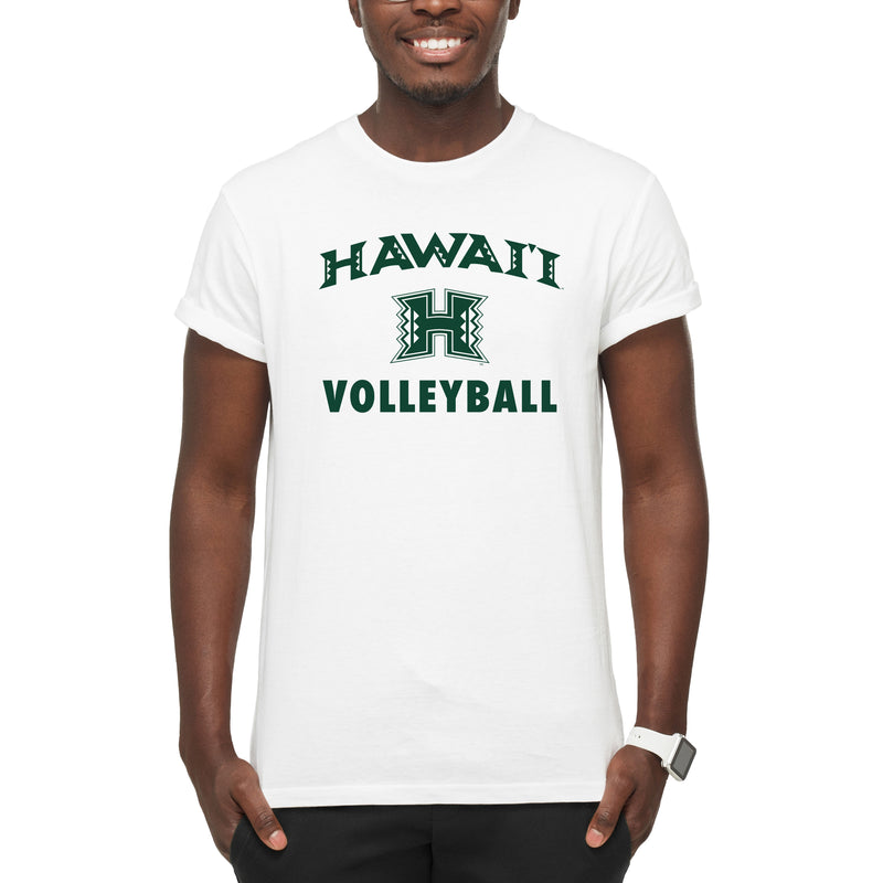 Hawaii Rainbow Warriors Arch Logo Volleyball T Shirt - White