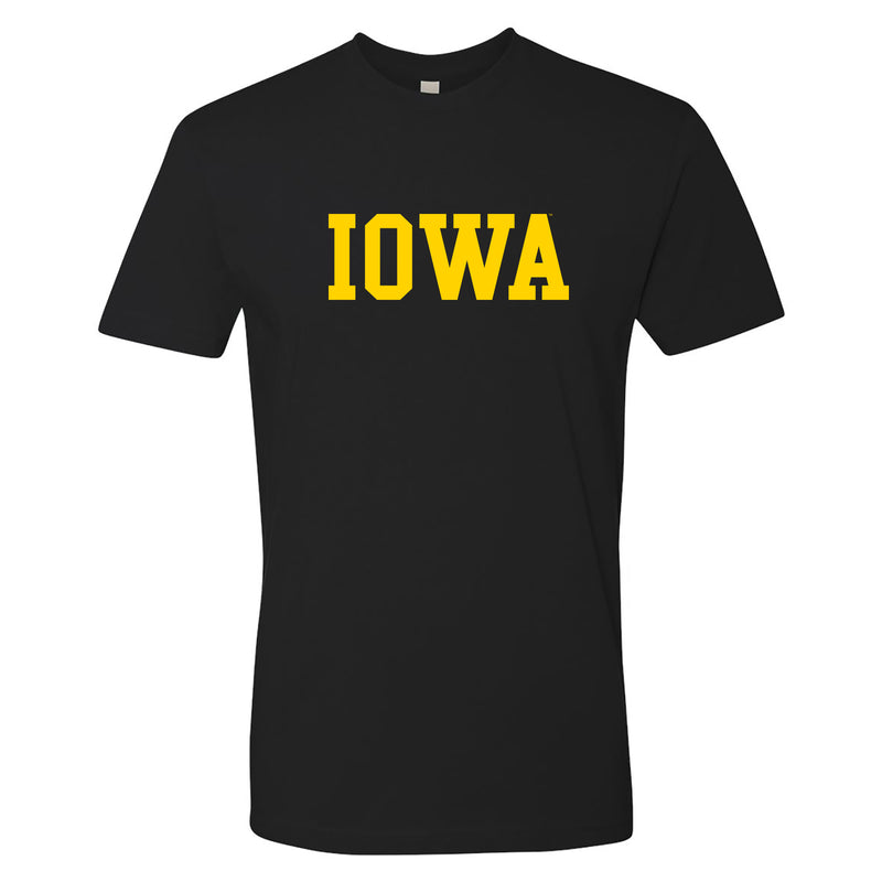 University of Iowa Hawkeyes Basic Block Next Level Premium Cotton Short Sleeve T Shirt - Black