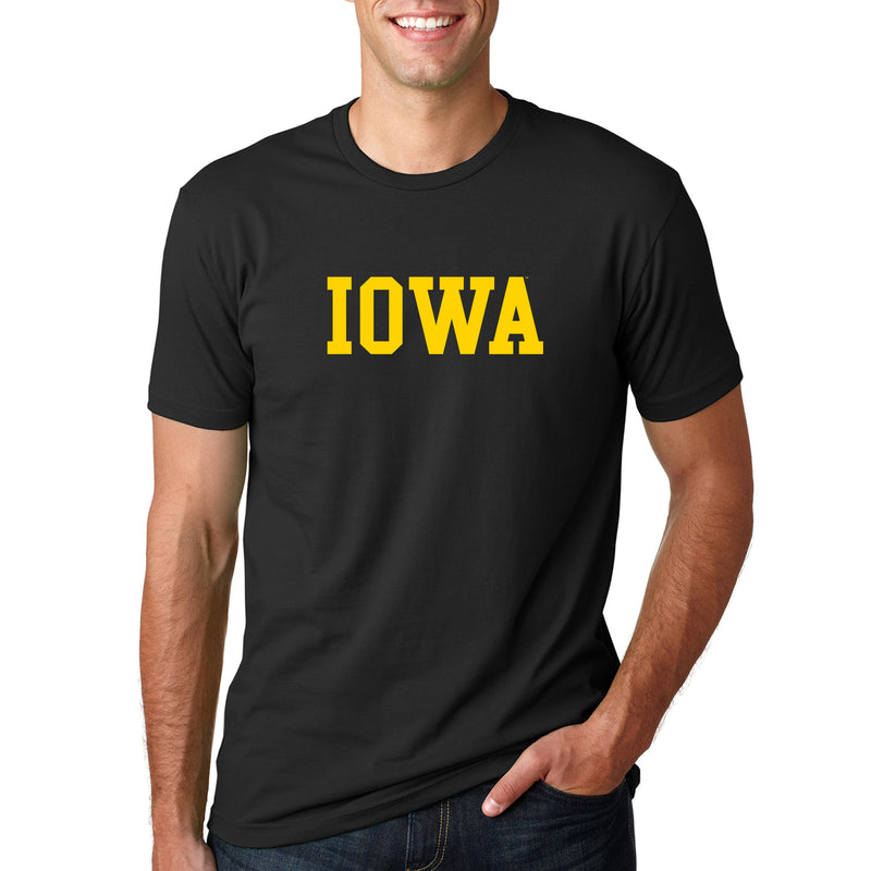 University of Iowa Hawkeyes Basic Block Next Level Premium Cotton Short Sleeve T Shirt - Black
