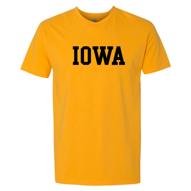 University of Iowa Hawkeyes Basic Block Next Level Premium Cotton Short Sleeve T Shirt - Gold