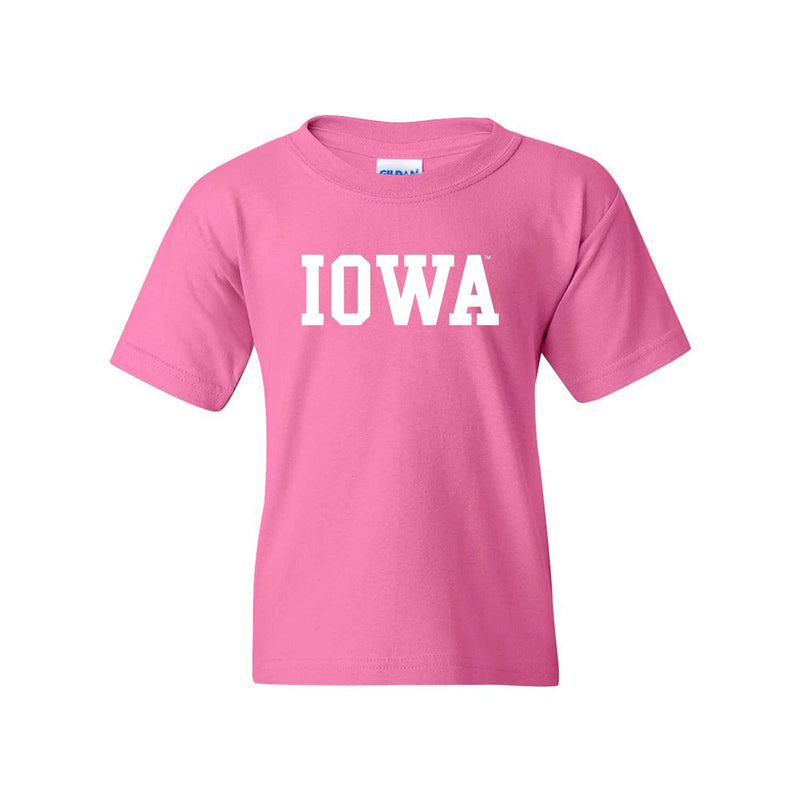 University of Iowa Hawkeyes Basic Block Cotton Youth Short Sleeve T Shirt - Azalea
