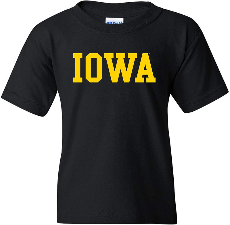 University of Iowa Hawkeyes Basic Block Youth Short Sleeve T Shirt - Black