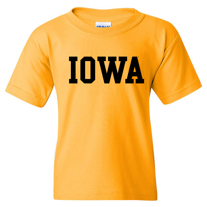 University of Iowa Hawkeyes Basic Block Youth Short Sleeve T Shirt - Gold