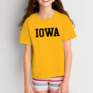 University of Iowa Hawkeyes Basic Block Youth Short Sleeve T Shirt - Gold