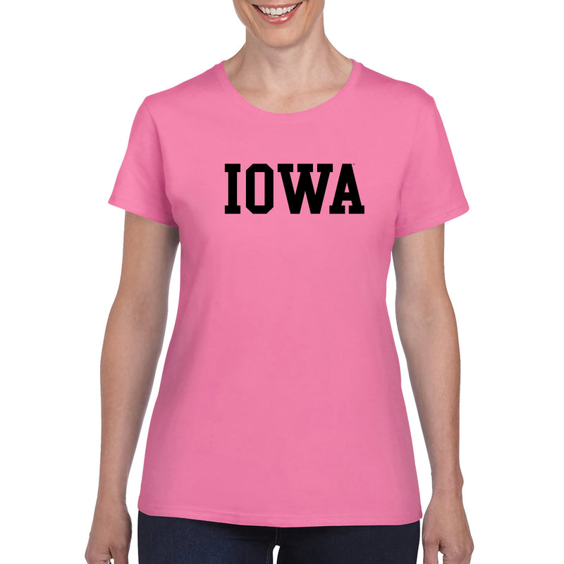 University of Iowa Hawkeyes Basic Block Womens Short Sleeve T Shirt - Azalea