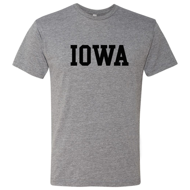 University of Iowa Hawkeyes Basic Block Next Level Short Sleeve T Shirt - Premium Heather
