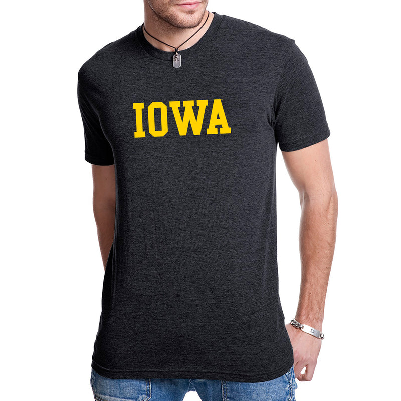 University of Iowa Hawkeyes Basic Block Next Level Short Sleeve T Shirt - Vintage Black