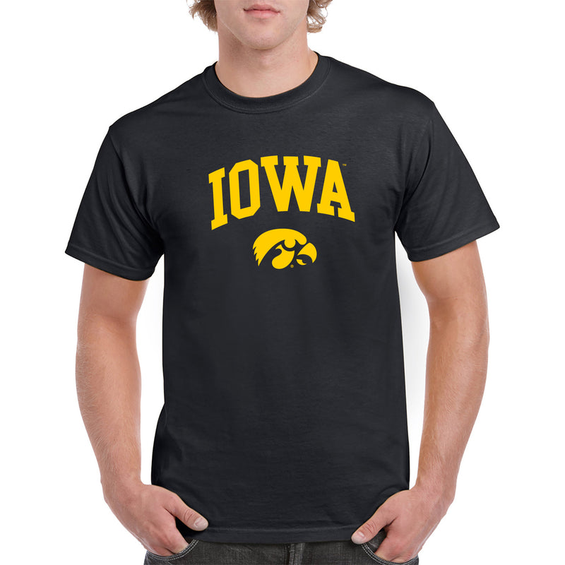 University of Iowa Hawkeyes Arch Logo Cotton Short Sleeve T Shirt - Black