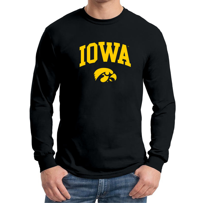University of Iowa Hawkeyes Arch Logo Cotton Long Sleeve T Shirt - Black