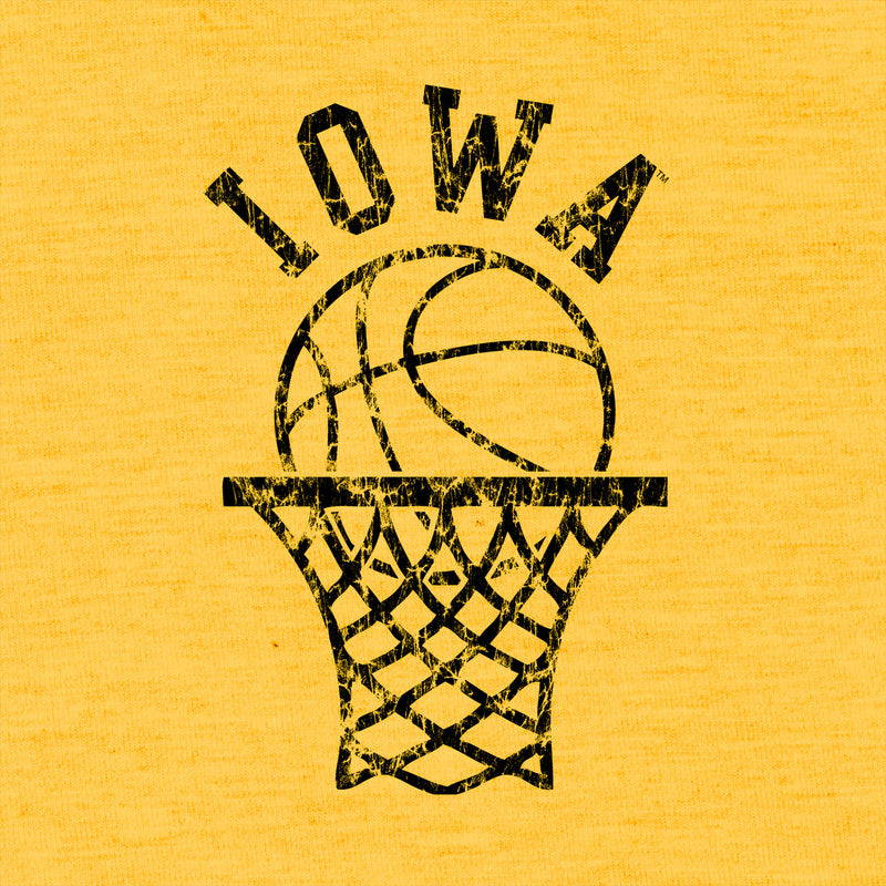 University of Iowa Hawkeyes Retro Bball Hoop Canvas Triblend T Shirt - Yellow Gold Triblend