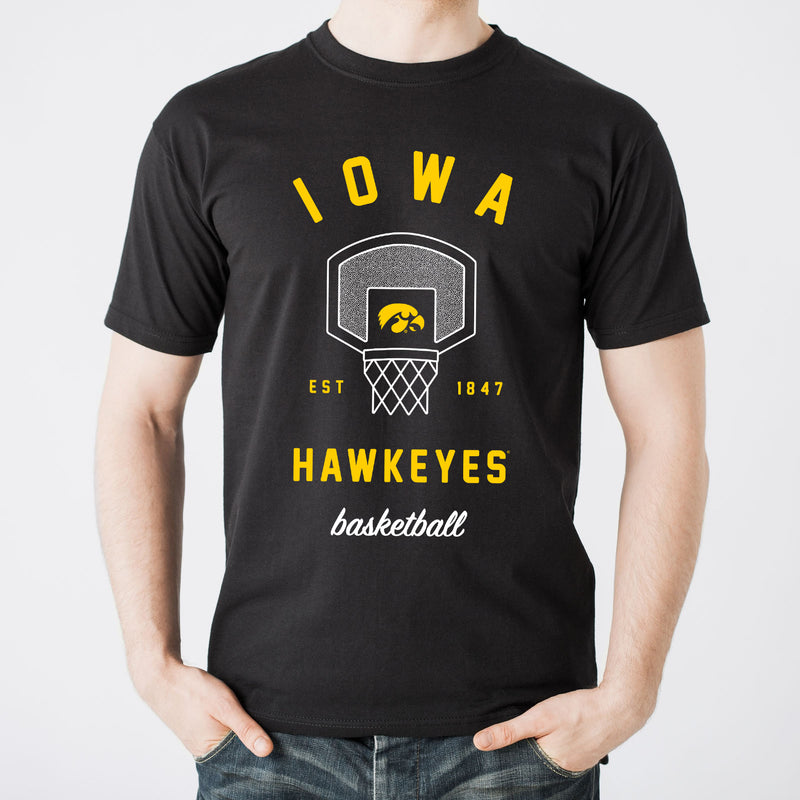 Basketball Net Iowa Hawkeyes Basic Cotton Short Sleeve T-Shirt - Black