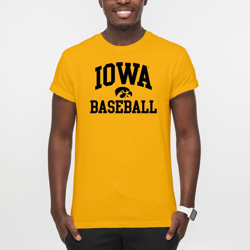 University of Iowa Hawkeyes Arch Logo Baseball Short Sleeve T Shirt - Gold