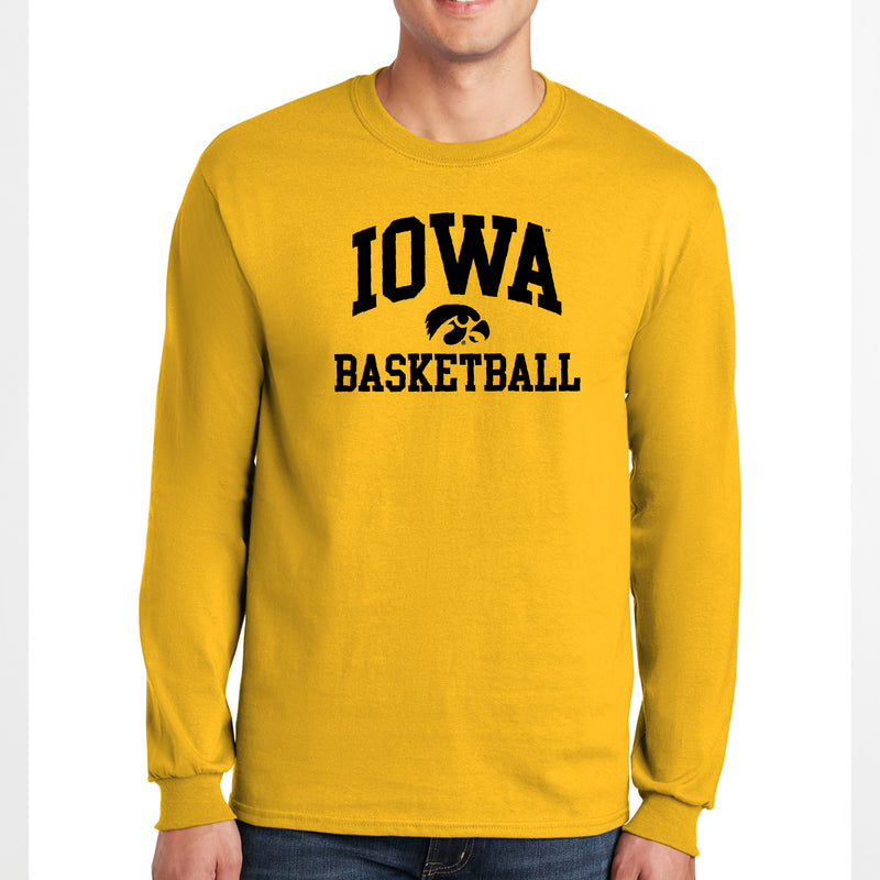 University of Iowa Hawkeyes Arch Logo Basketball Heavy Blend Long Sleeve T Shirt - Gold