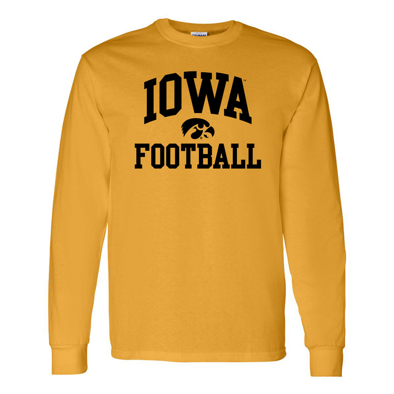 University of Iowa Hawkeyes Arch Logo Football Long Sleeve T Shirt- Gold