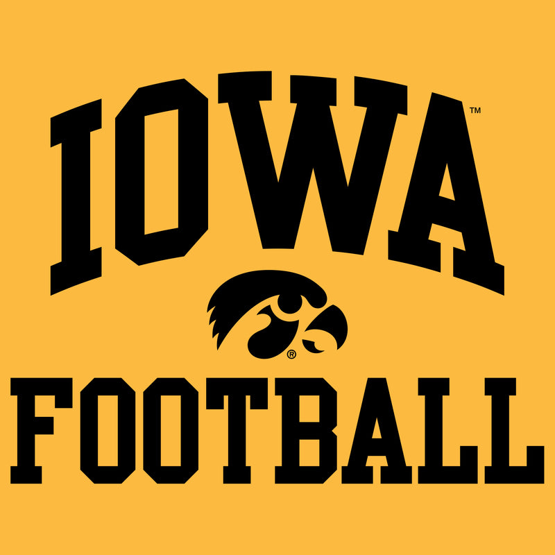 University of Iowa Hawkeyes Arch Logo Football Long Sleeve T Shirt- Gold