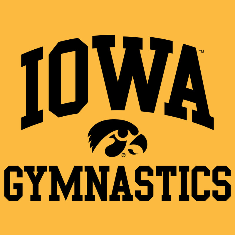 University of Iowa Hawkeyes Arch Logo Gymnastics Long Sleeve T Shirt- Gold
