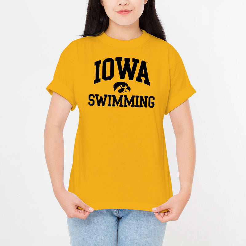 University of Iowa Hawkeyes Arch Logo Swimming Short Sleeve T Shirt - Gold