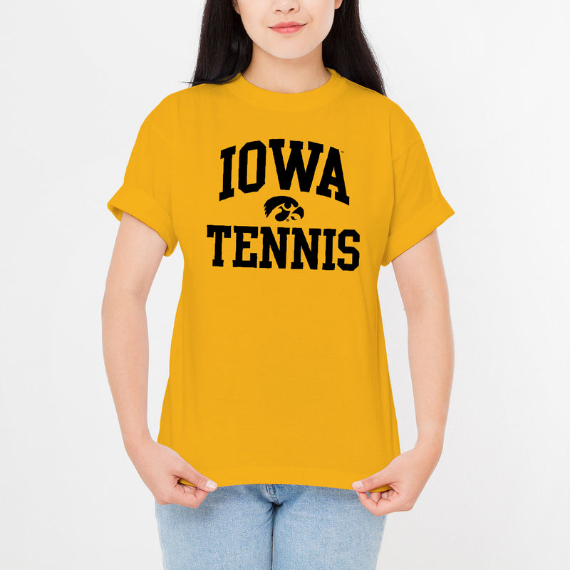 University of Iowa Hawkeyes Arch Logo Tennis Short Sleeve T Shirt - Gold