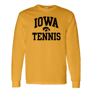 University of Iowa Hawkeyes Arch Logo Tennis Long Sleeve T Shirt- Gold