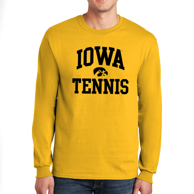 University of Iowa Hawkeyes Arch Logo Tennis Long Sleeve T Shirt- Gold
