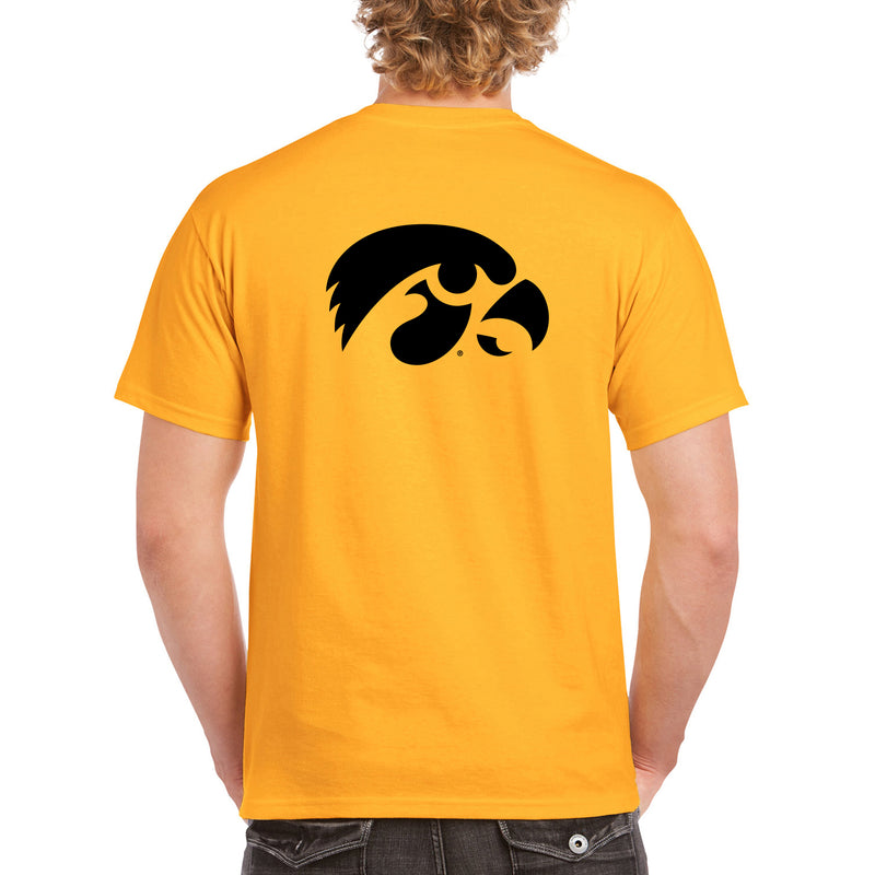 University of Iowa Hawkeyes Front Back Print Short Sleeve T Shirt - Gold