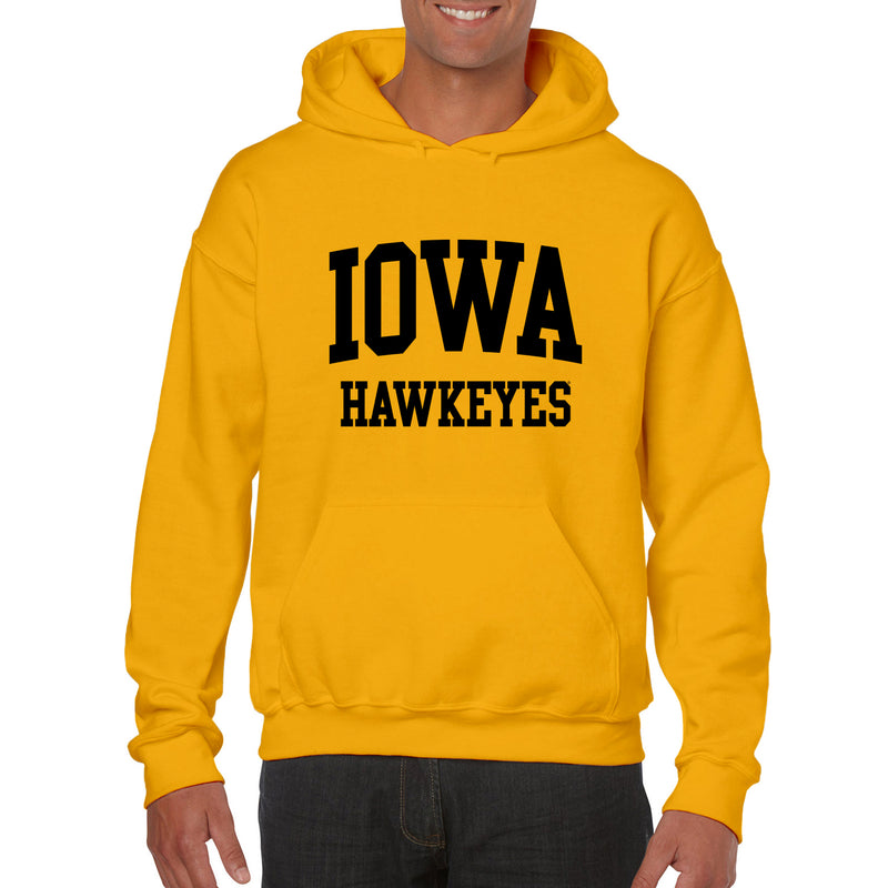 University of Iowa Hawkeyes Front Back Print Heavy Blend Hoodie - Gold